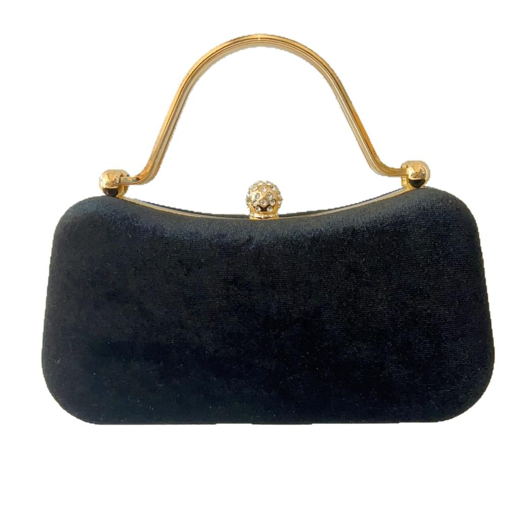 Black Elegant Lady Handbag Velvet Small Square Bag Banquet Party Wedding Evening Bags Trend Fashion Women Top-Handle Bags Clutch
