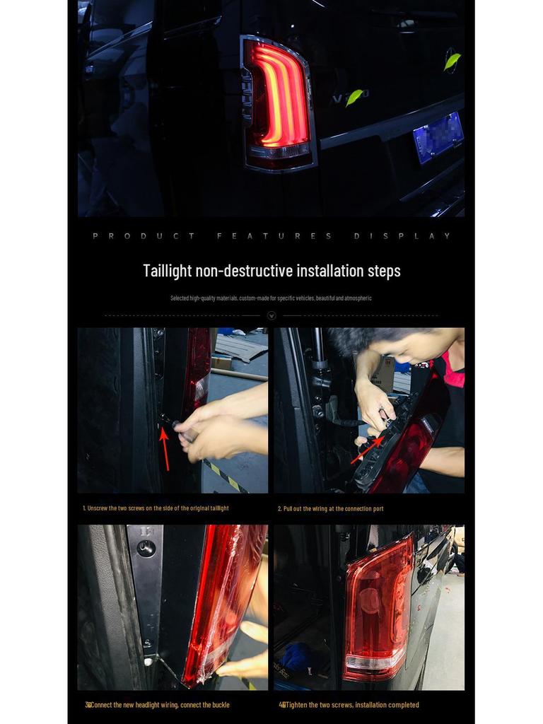 Suitable for VITO LED Taillight Assembly V260 Upgrade - V-Class Rear Headlight with LED Daytime Running Light
