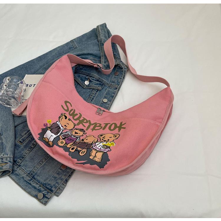 2024 Neue Japanische Cartoon Canvas Umhängetasche - Großes Fassungsvermögen, Vielseitiger Knödel-Stil für Studentinnen