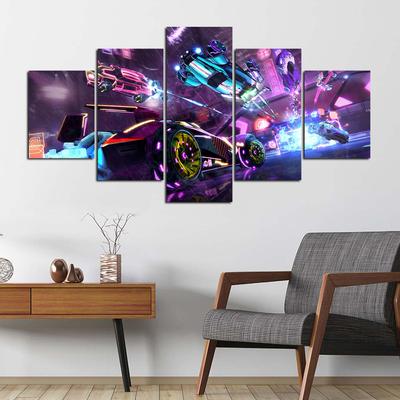 Leinwand 5 Stücke Neon Auto Rocket League Videospiel Wand Kunst Poster Bilder Gemälde Home Decor Zubehör Dekoration Kein Rahmen