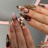 3D Flower Tortoiseshell Short Almond False Nails - Wearable Manicure Tips