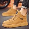 Herren High-Top Sneaker Mode Leder Casual Stiefel Klassische Schnür-Ankle Boots für Herren Rutschfeste Plateaustiefel Botas Masculinas