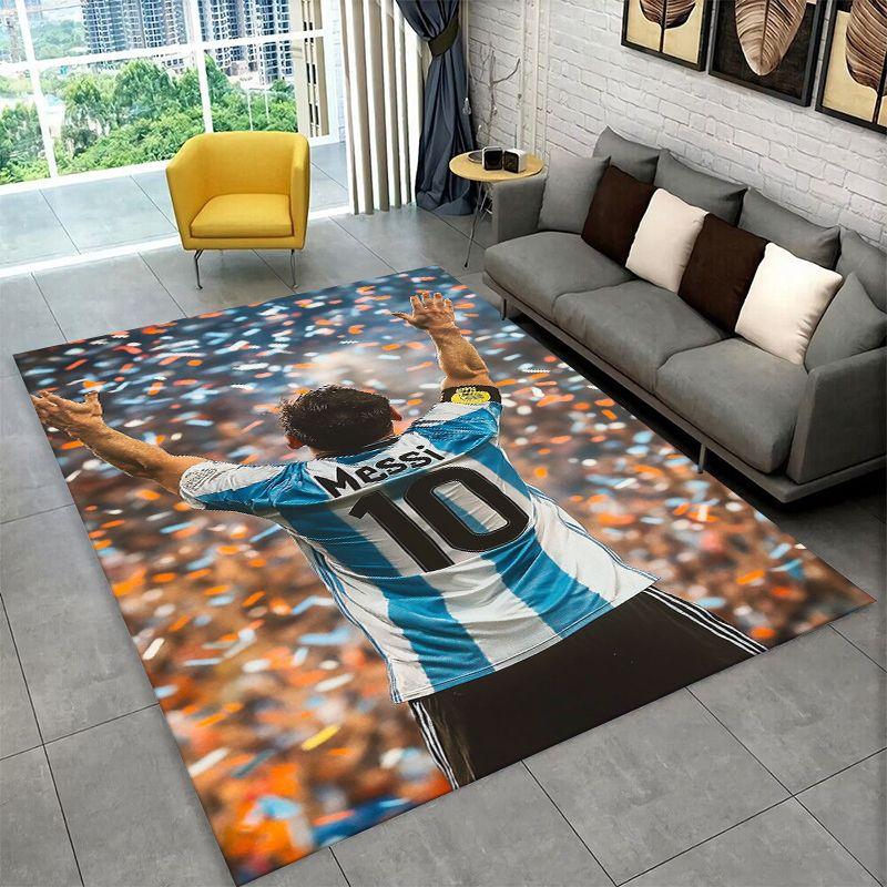 Tappeto Antiscivolo Sportivo Capra del Calcio M-Messi per Soggiorno, Camera da Letto, Sala Giochi, Tappeto Morbido Tappetino per Pavimento Arredamento Casa Tappeto per Stanza dei Bambini