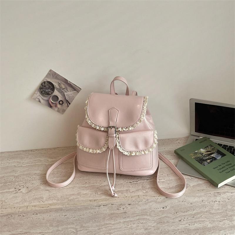 Schoolbag Sweet High-value Backpack Bag Female Foreign Style 1011 New Trendy Fashion Cute Backpack Korean Version Portable Small Square Bag