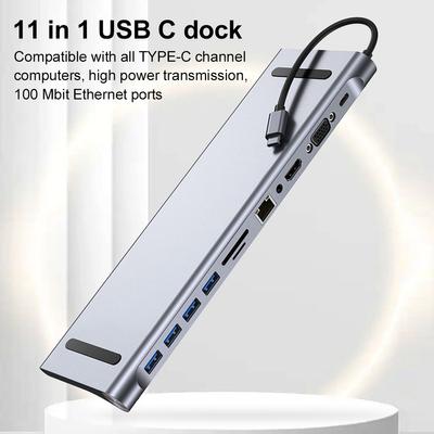 11 In 1 USB C Docking Station 100W PD SD/TF Audio Type C Hub 1* USB 3.0 3*USB2.0 for MacBook Pro/Air Dell HP Surface Lenovo ASUS