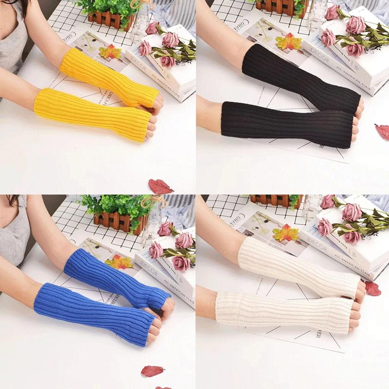 1/2/4pairs Women Long Fingerless Gloves Winter Warmer Mitten Arm Sleeve Casual Soft Girl Goth Clothes Punk Cosplay Accessories