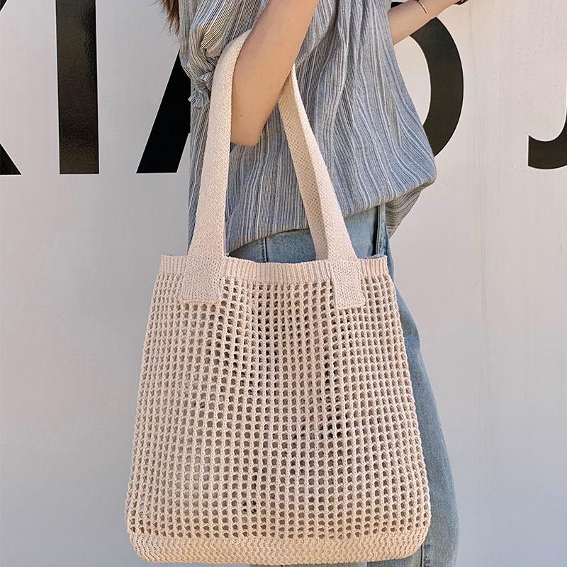 Bags Niche Versatile Knitted Bags Simple Woven Bags Mesh Hollow Women'S Shoulder Bags Tote Handbags