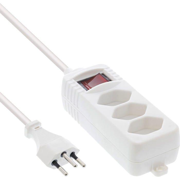Multiprise - inline - 16431x - 3 prises t13 - câble 1,5m - interrupteur blanc