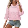 Top in Maglia da Donna Colorato con Scollo Tondo Lavorazione a Intreccio Manica 3/4 per Spiaggia e Uso Casual