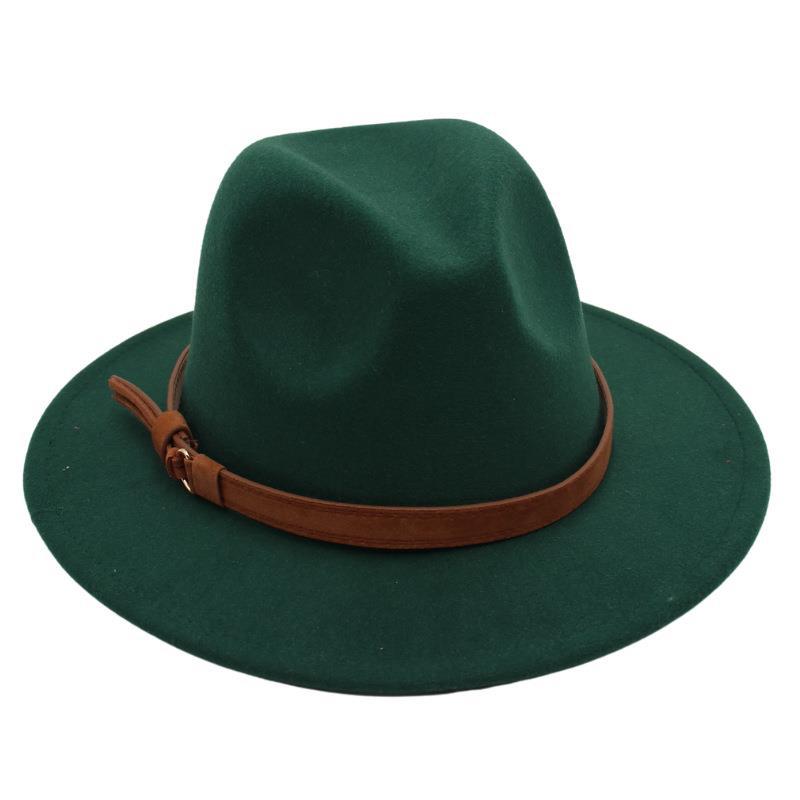 Gentleman'S Top Hat Vintage Jazz Hat Men'S And Women'S Elegant Felt Hat Belt Buckle Tweed Hat Light Luxury