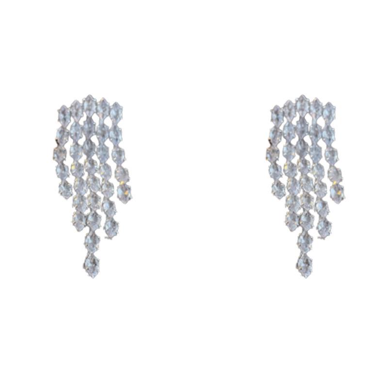 S925 Silbernadel Luxus Diamant Quaste Ohrstecker - Damenschmuck für Gesellschaftsdamen Hängeohrringe