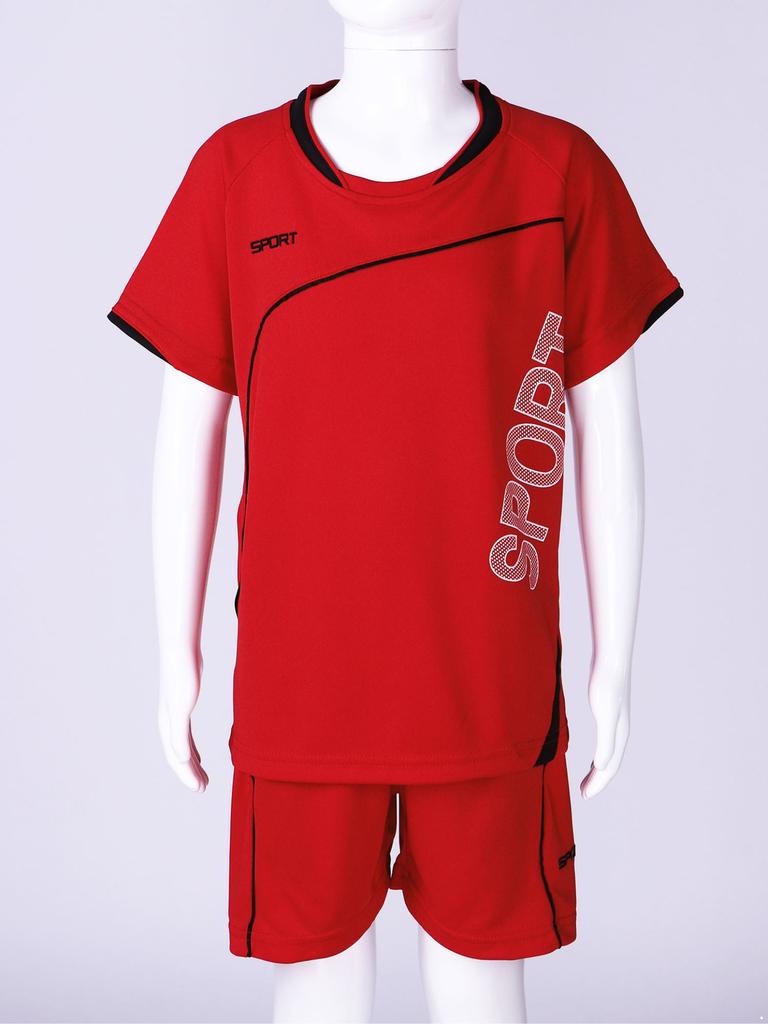 Combinaison de Sport pour enfants garçons, 2 pièces, haut à manches courtes et col rond avec cordon de serrage, ensemble Short et haut à nouer soi-même