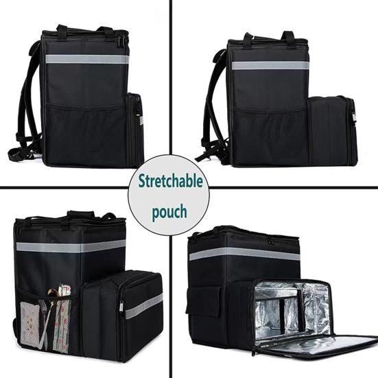 Food Delivery Bag Insulated Backpack Large Capacity Strong Load-bearing Expandable Cooler Bag Reusable Pizza Food Delivery Bag
