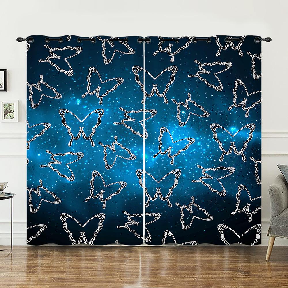 Curtains Butterfly Pattern Curtains Bedroom Living Room Universal Digital Printing Blackout Curtains