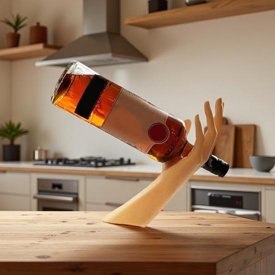Hand Illusion Wine Bottle Holder Hand Shaped Beer Bottle Display Stand Organizer Rack Home Kitchen Bar Dining Table Desktop Decoration