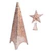 40Cm LED Illuminated Christmas Tree Centerpiece Tower Design Metal Holiday Display Decor for Living Room Dining Table Rose Gold