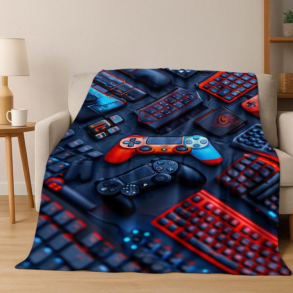 26 Style Gamer Zone Game Controller Flannel Blanket,Warm and Cozy Soft Throw Blanket for Home Bedroom Bed Sofa Travel Cover Kid