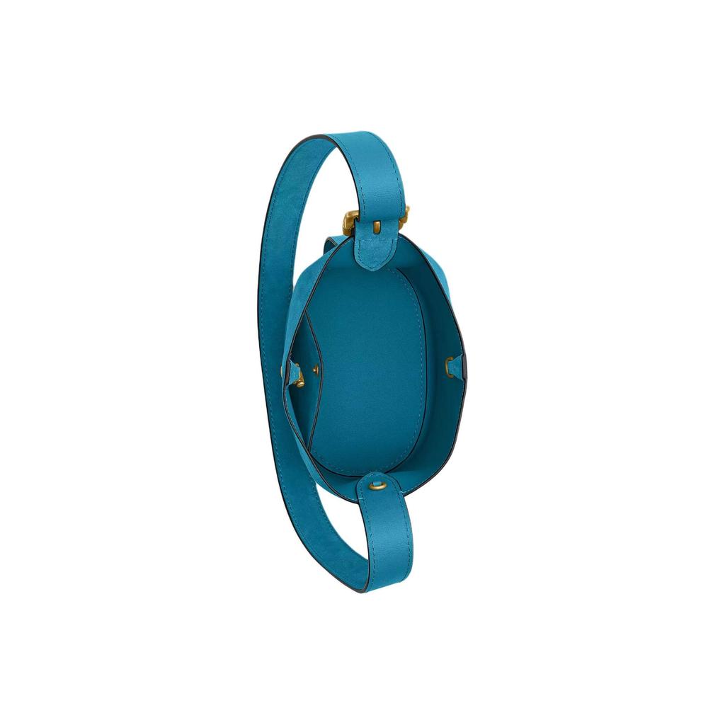 Coach Bleecker 21 Diseño Sólido Bolso de Hombro de Ante Pequeño Bolso de Hombro para Mujer Azul Océano CCW84-1ZNM8