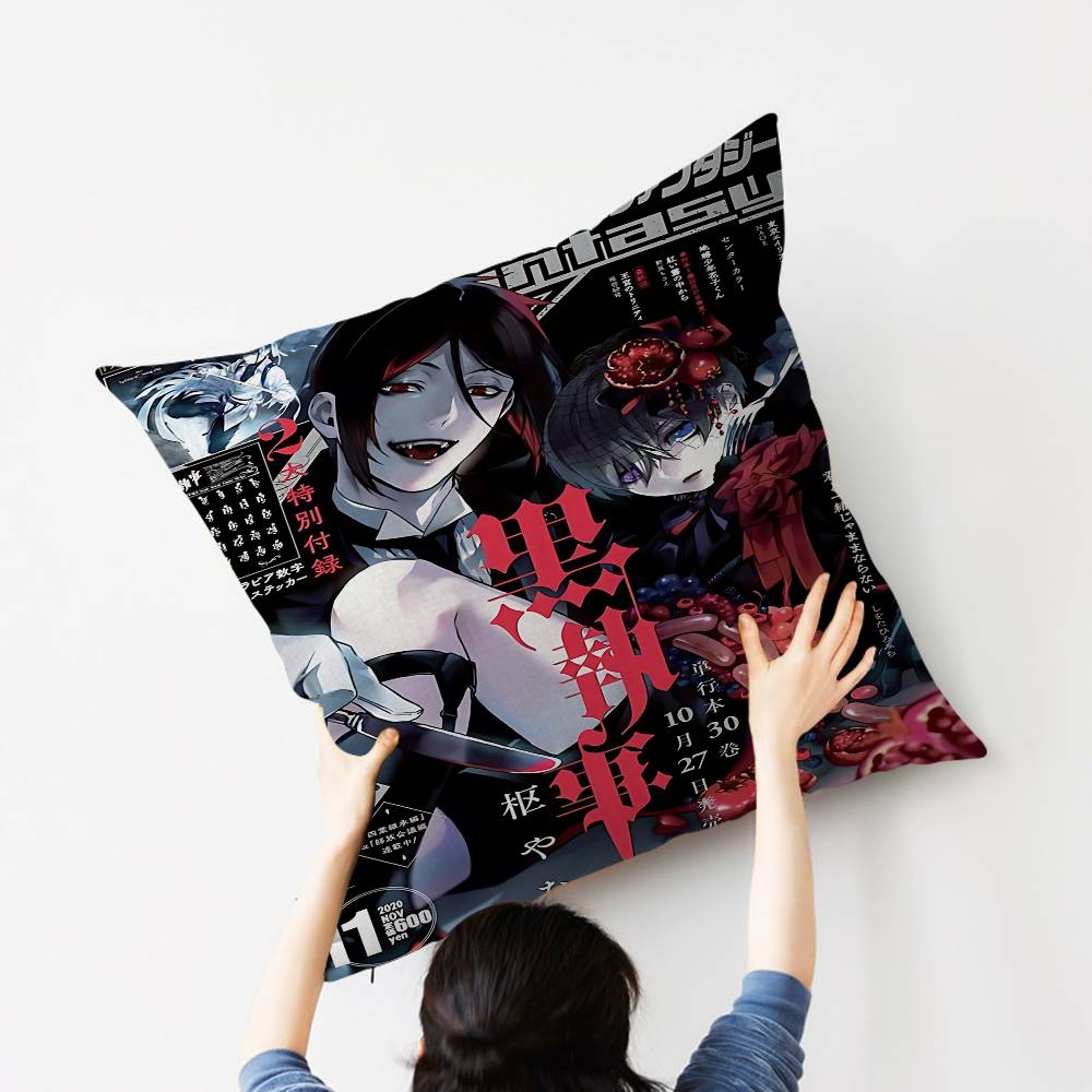 Anime Black Butler Maple Design Cushion Cover Happy Autumn Harvest Decor Holiday Decorati Pillow Cover
