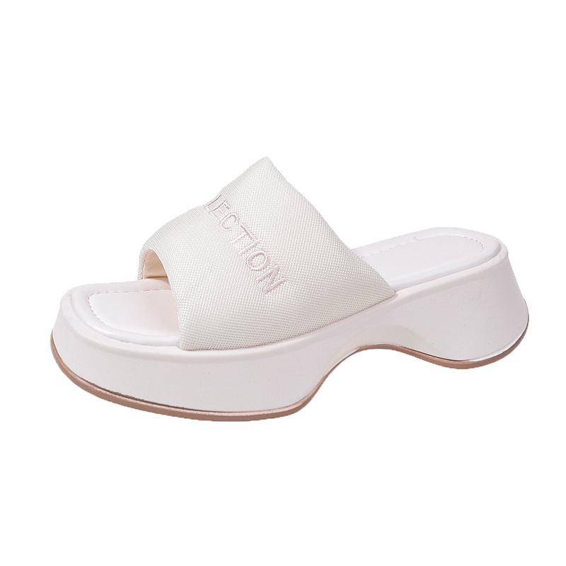 Women's 2023 Summer Square Toe Thick-Soled Platform Sandals - European & American Style Casual One-Strap Slippers