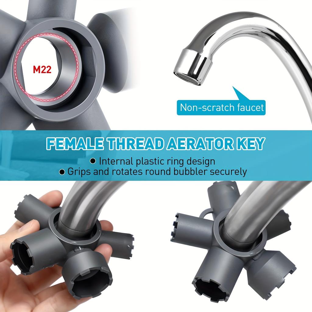 10-in-1 Faucet Aerator Key Removal Tool - Multi-Size Aerator Wrench for Plug-in, External, and Female Thread Faucet Filters (M16.5 To M28)