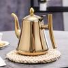 1Pieces 1L Tea Pot With Filter Gold Thicker Stainless Steel Water Kettle Hotel Coffee Pot Restaurant Outdoor Tableware