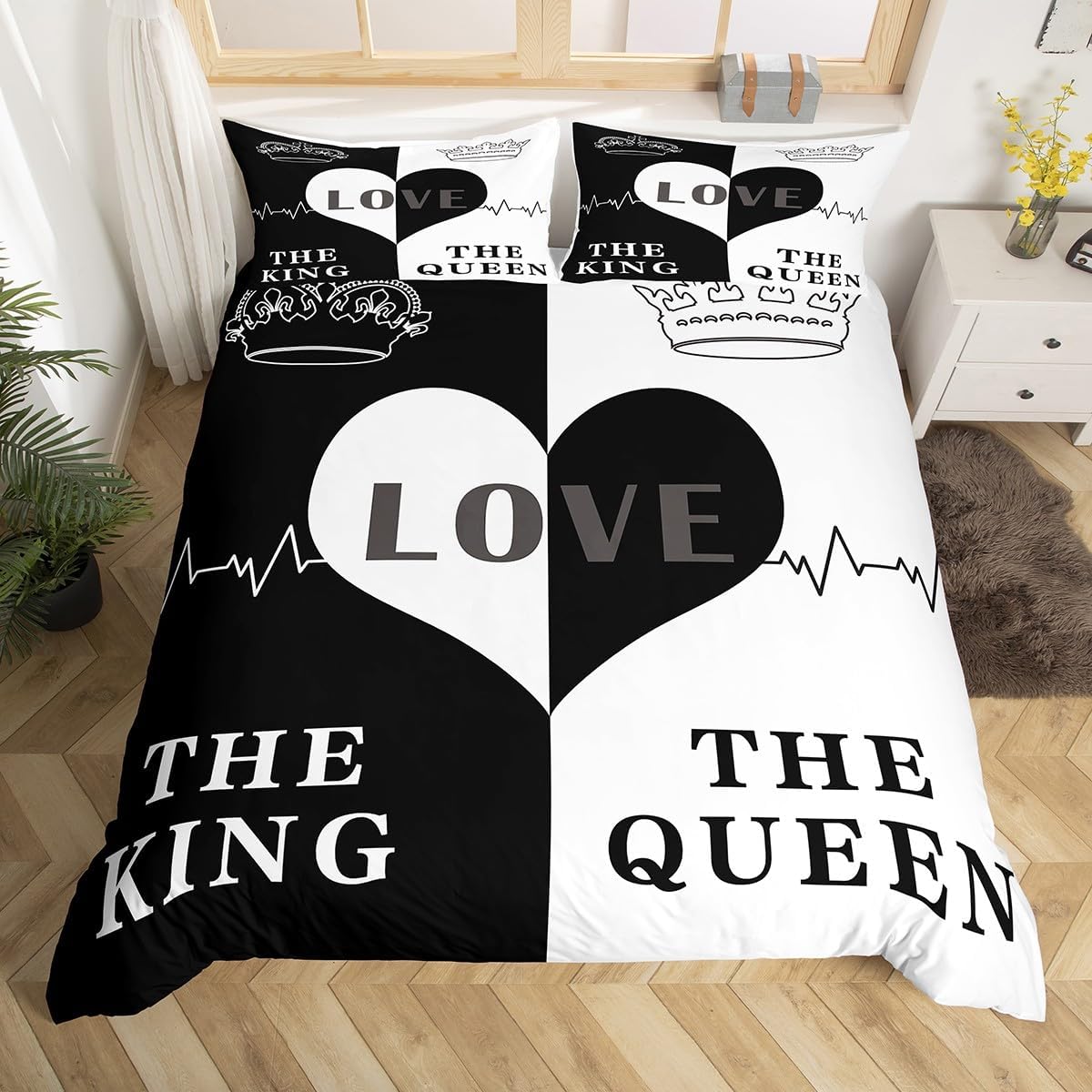 

Одеяло King And Queen 2/3 шт. Романтический набор постельного белья ко Дню святого Валентина Микрофибровое одеяло Подарки на годовщину свадьбы Comforter (quilt)-EU Single(135*200cm)3pcs