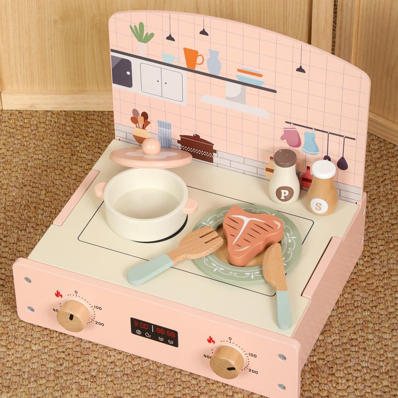 Kitchen Wooden Simulation Barbecue And Cooking Utensils Children Toy Set