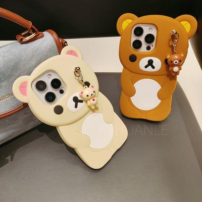 Pro iPhone 17 16 15 14 13 12 11 Pro Max SE 6 7 8 Plus Kawaii Rilakkuma Klíčenky Silikonový Měkký Kryt Klíčenky s Panenkami Pouzdro na Telefon