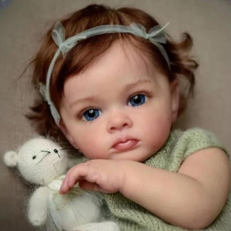 22 Inch Cute Tutti Reborn Doll 60cm Handmade Rooted Hair Simulation Doll Wear Beautiful Knitted Clothes Cotton Body Rebirth Doll Children Playmate Toy