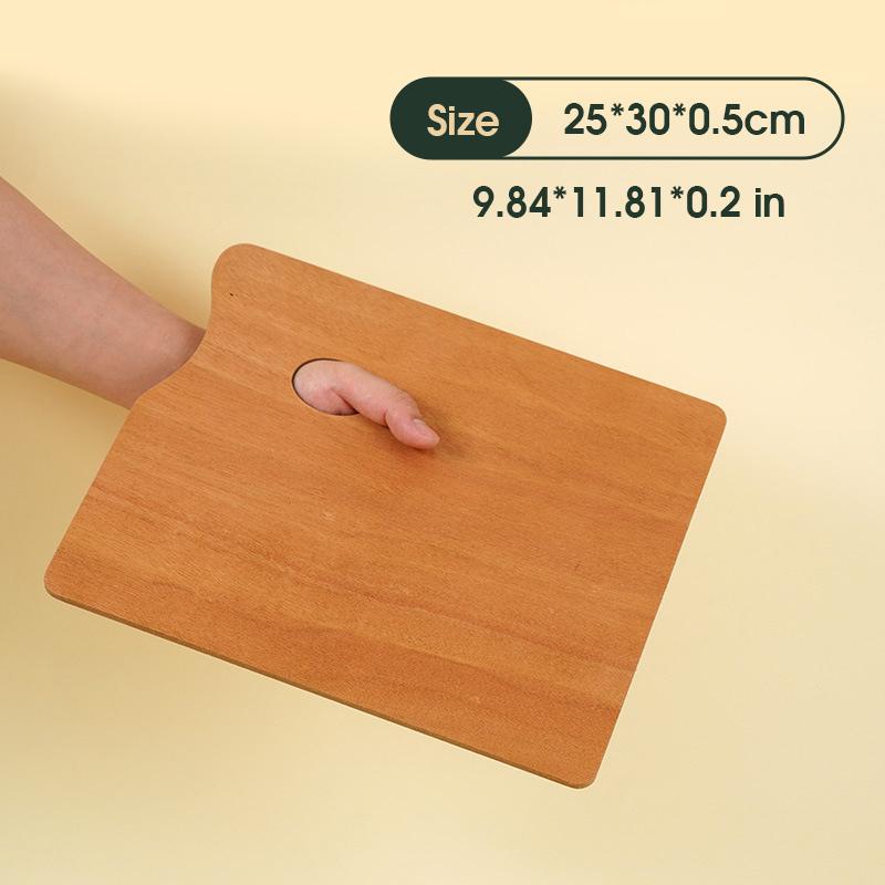 1 Pcs Wooden Palette,Oval And Square Solid Wood Panels,Suitable For Oil Painting,Gouache,Acrylic And Other Pigments