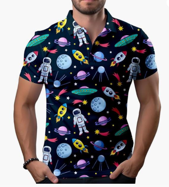 New Men's Summer POLO Shirt Men's Casual Short Sleeve Lapel T-Shirt D Printed Short Sleeve POLO