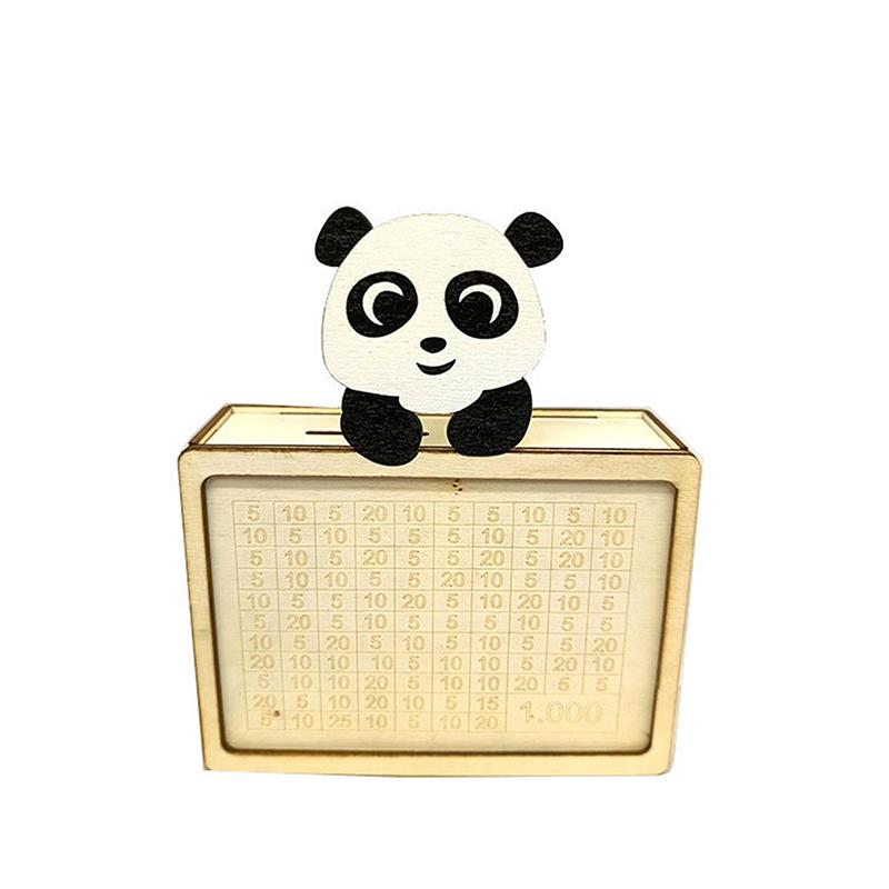 

Многоразовая мультяшная копилка в виде панды, деревянная, со счетчиком целей, банк для хранения денег