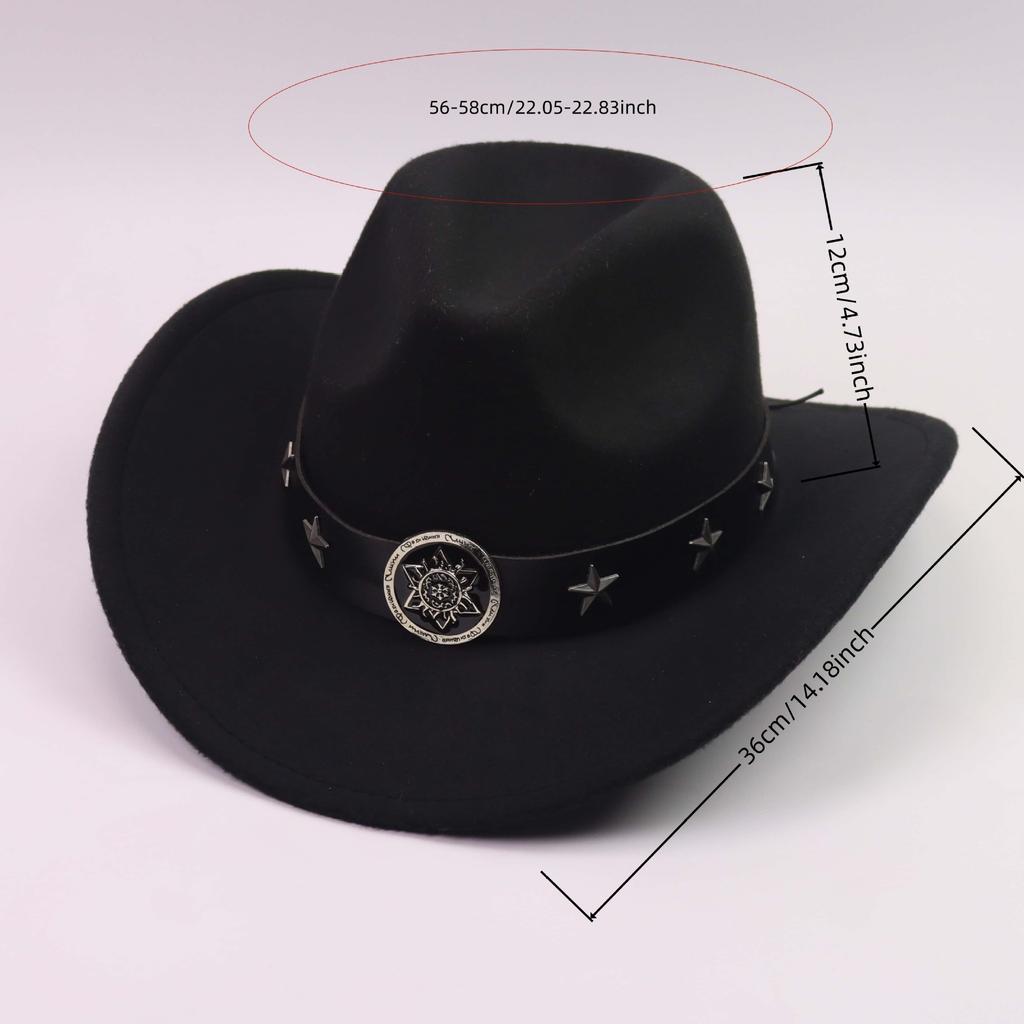 Western Cowboy Hat Tibetan Hat European and American Men's Top Hat Felt Hat Ethnic Style Women's Hat
