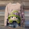Women's Fashion Printed Long Sleeve Loose Round Neck Sweatshirt Top Fall