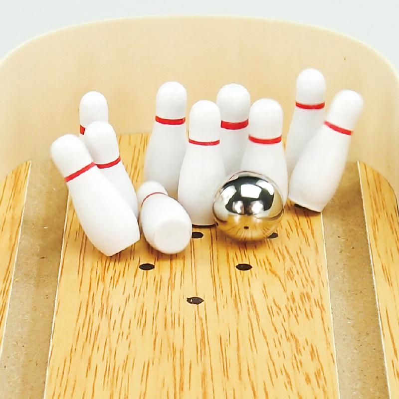 Wooden Mini Bowling: Parent-Child Interactive Stress-Relief Table Game for Kids and Adults
