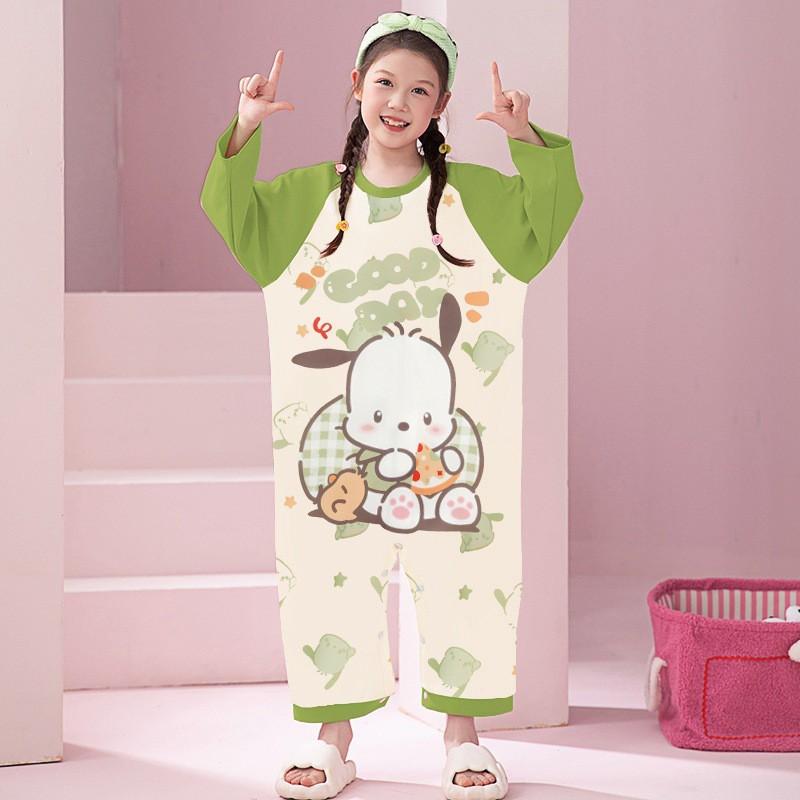 Girls Cotton Pajama Set Long Sleeve One-Piece Sleepwear Collection Cartoon Animal Print Kids Nightwear 3-8 Years