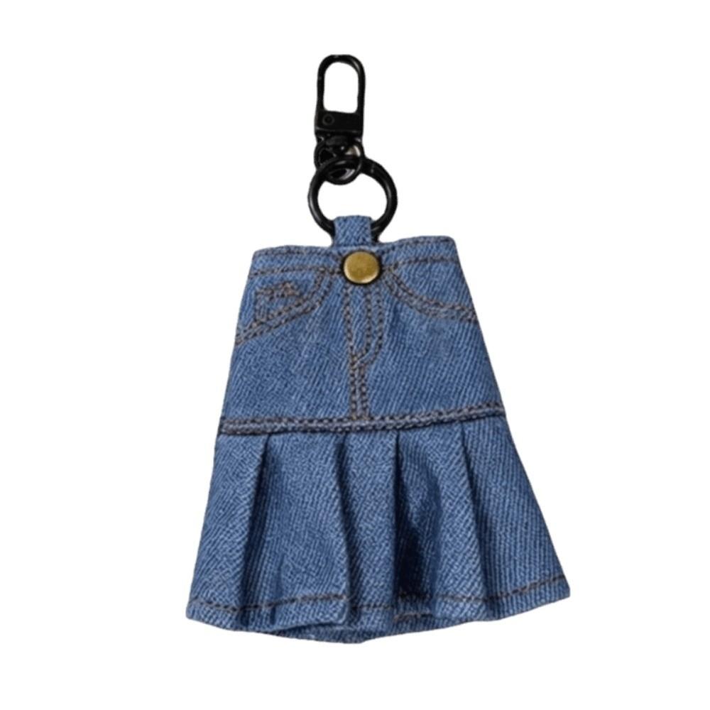 Creative Mini Denim Jeans Pen Holder Skirt Stationery Pouch Cute Keychain Student