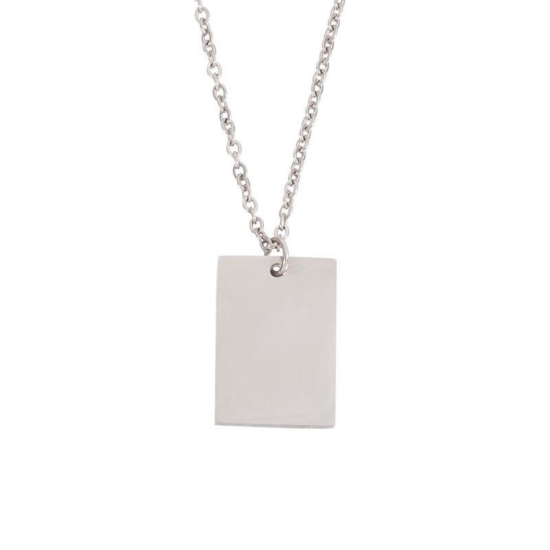 Квадратное зеркальное ожерелье из нержавеющей стали - Персонализированный кулон