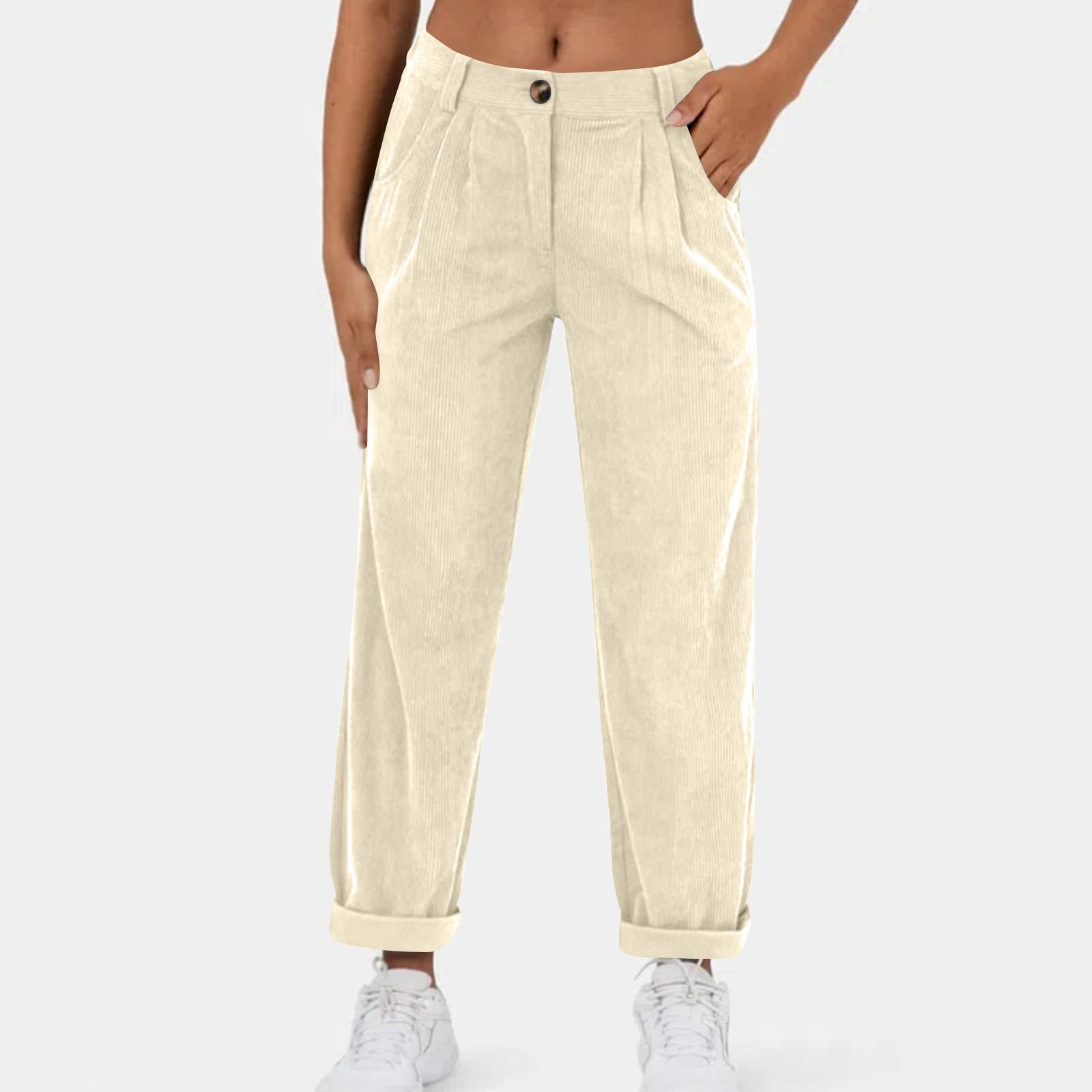 

Женские повседневные вельветовые брюки прямого кроя с карманами на пуговицах L бежевый