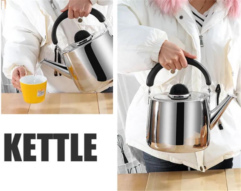 304 Stainless Steel Sound Kettle Gas Teapot Large Capacity Milk Hot Water Bottle Outdoor Camping Whistling Kitchen Tea Kettle