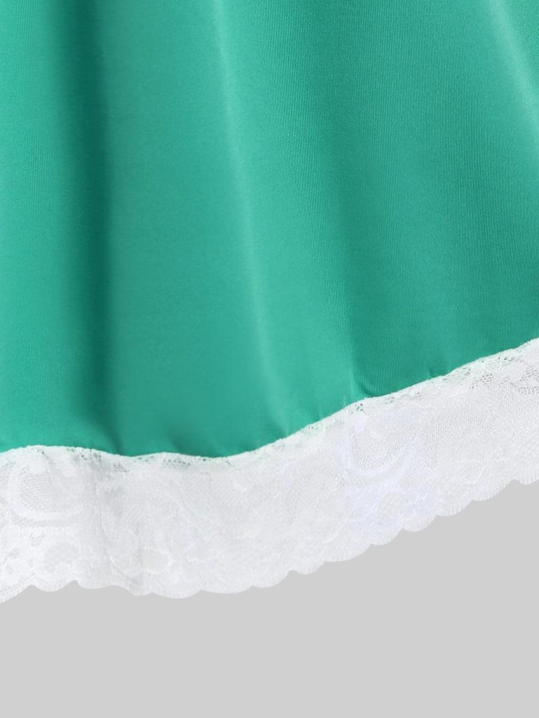 Rosegal Plus Size Lace Insert მინი სწორი კაბა