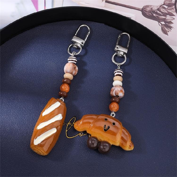 Bread Shaped Keyring Realistic Food Charm Fashionable Key Holder Fun Decoration For Backpacks Handbag