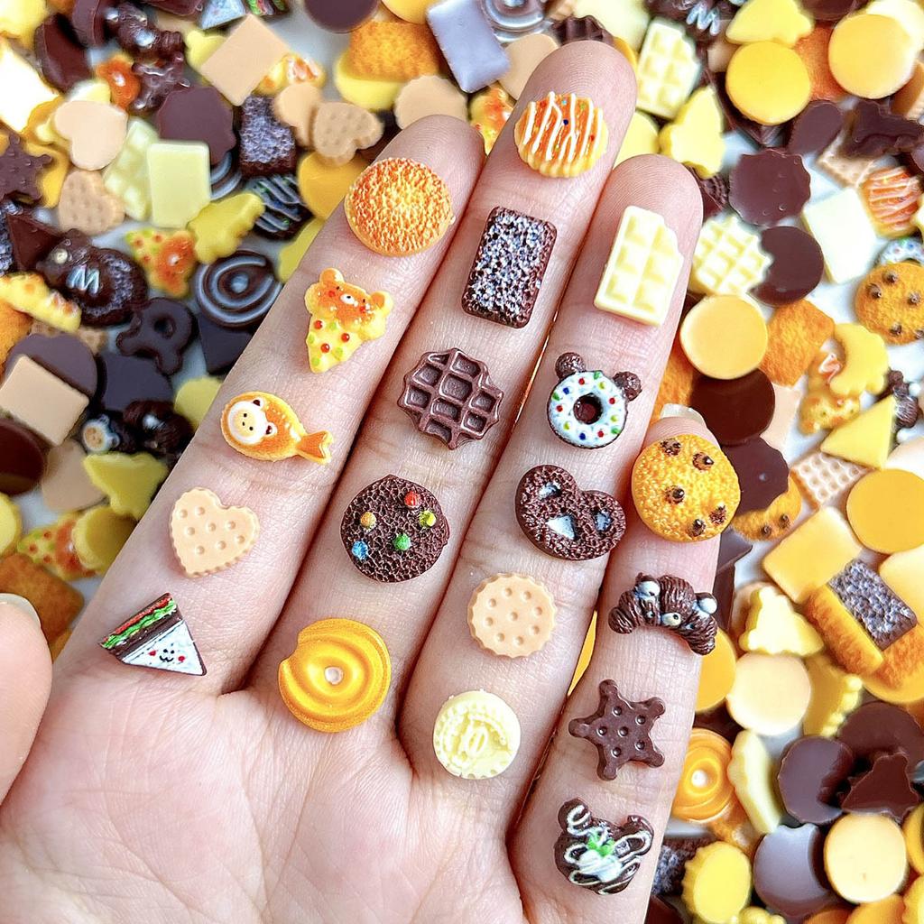 Simulation Chocolate Cookies Hot-Selling Nail Art Decorations Mixed Cute Round Cookies and Pentagram Nail Art Decoration Material Kit