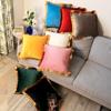 Velvet Cushion Cover with Gold Tassels Edge, Monochromatic Pillowcase, Decorative Sample Room, Bed and Sofa