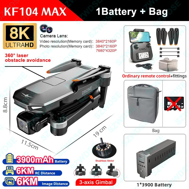 KF104 Max 2 Drone RC 5G WIFI Drone 8K Professional With Aerial 3-Axis Anti-Shake Gimbal Obstacle Avoidance Brushless Quadcopter