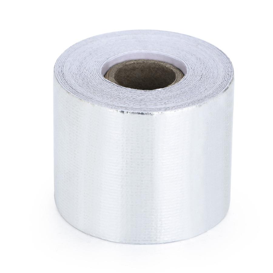 5PCS 2"x5Meter Aluminum Reinforced Tape Adhesive Backed Heat Shield Resistant Wrap Intake Silver