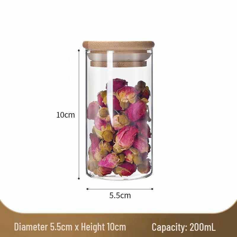Borosilicate Glass Storage Jar with Bamboo Lid for Cereals, Grains, and Coffee Beans