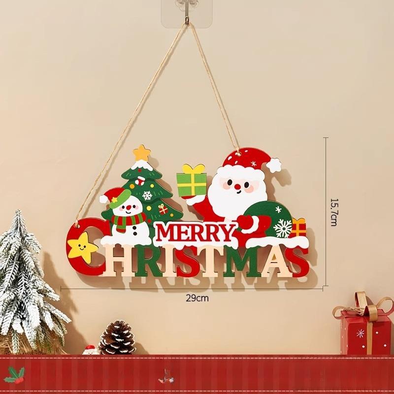 

2D Decoration Featuring Santa Claus with A Merry Christmas Sign A Wooden Holiday Ornament Suitable for Indoor/Outdoor Christmas Parties Hook Design