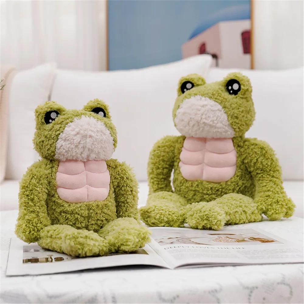 35cm Creative Strong Frog Plush Toy Stuffed Animal Kawaii Soft Muscle Frog Doll Cute Plushies Christmas Gift for Child Kids